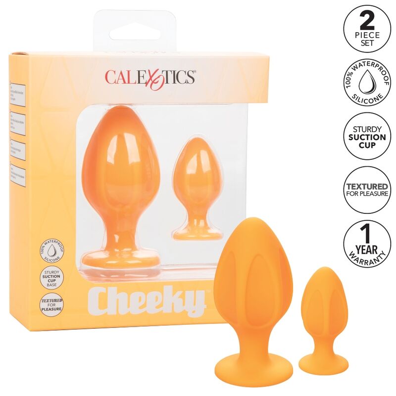 Comprar CALEXOTICS Cheeky Plugs Anales Naranja – Plugs Con Textura Individual Y Base Con Ventosa Para Uso Seguro-Noxtic