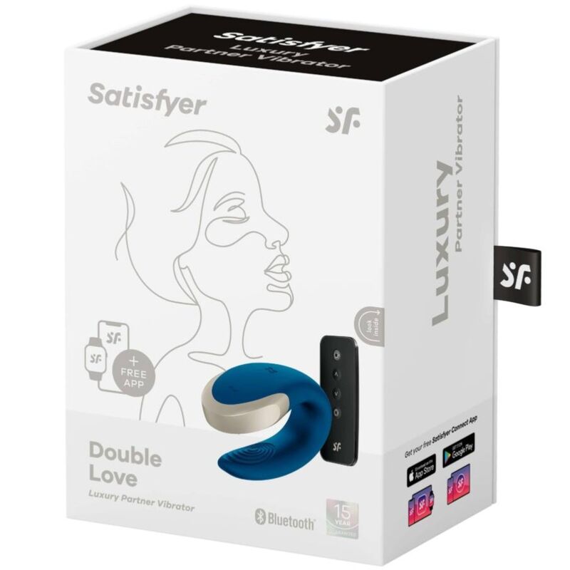 SATISFYER - DOUBLE LOVE APP COUPLES VIBRATOR LUXURY BLUE