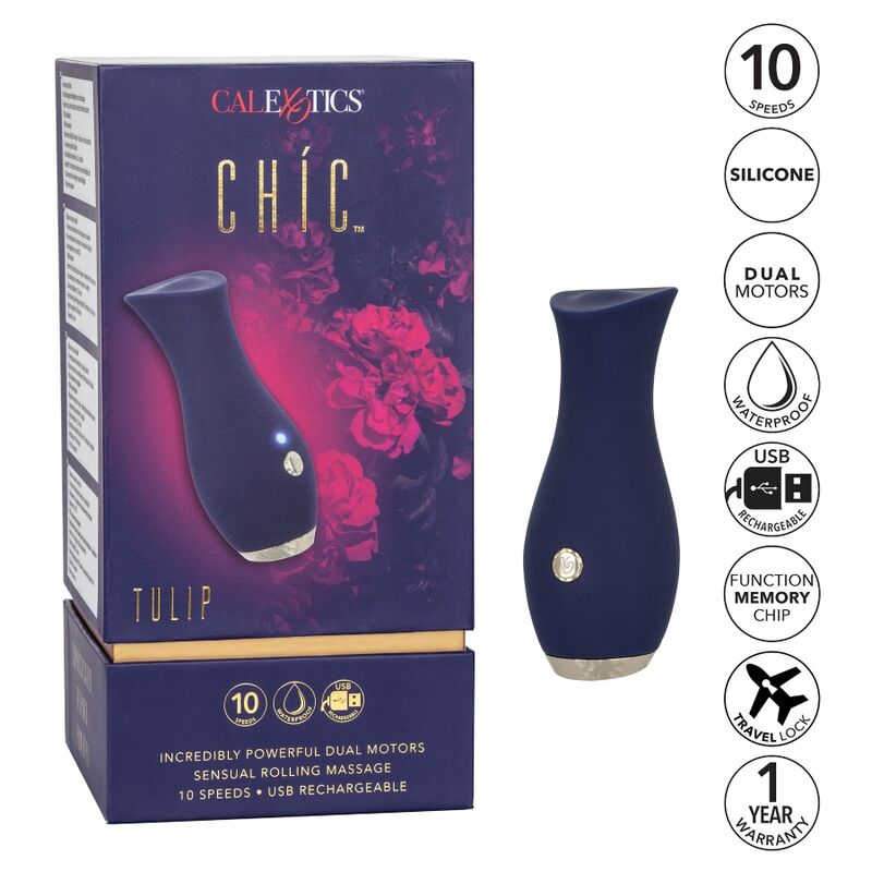Comprar CALEXOTICS Chic Tulip Masajeador Azul – Diseño Ergonómico Para Una Estimulación Sensorial Única-Noxtic