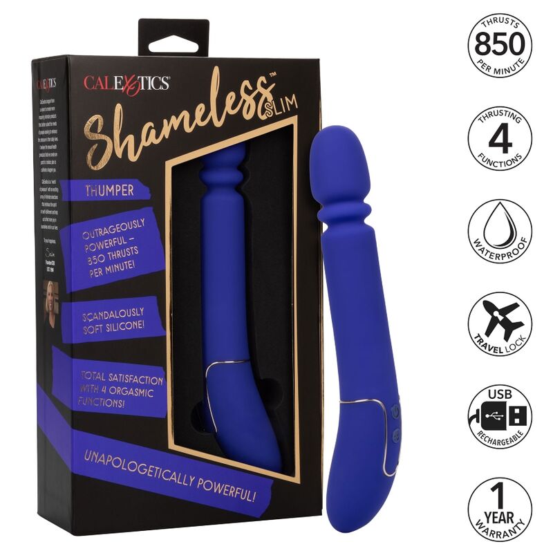 Comprar CALEXOTICS Shameless Slim Thumper Azul – Masajeador De Lujo Con Diseño Elegante Y Potente-Noxtic