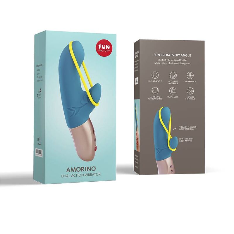 Comprar FUN FACTORY Amorino Mini Vibrador Petrol Y Amarillo Neon – Vibrador Recargable Con Banda De Estimulación Innovadora-Noxtic