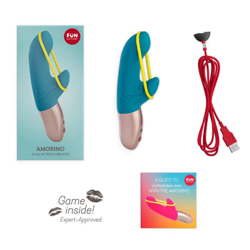 Comprar FUN FACTORY Amorino Mini Vibrador Petrol Y Amarillo Neon – Vibrador Recargable Con Banda De Estimulación Innovadora-Noxtic
