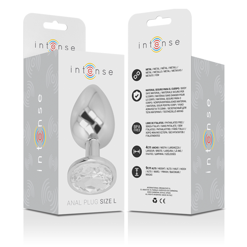 Comprar INTENSE Plug Anal Metal Aluminio Con Cristal Plata Talla L – Diseño Elegante Para Exploración Con Estilo-Noxtic