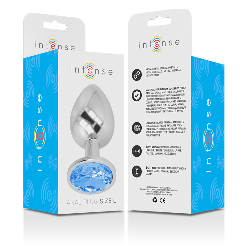Comprar INTENSE Plug Anal Metal Aluminium Con Cristal Azul Talla L – Diseño Elegante Para Una Experiencia Única de Placer-Noxtic