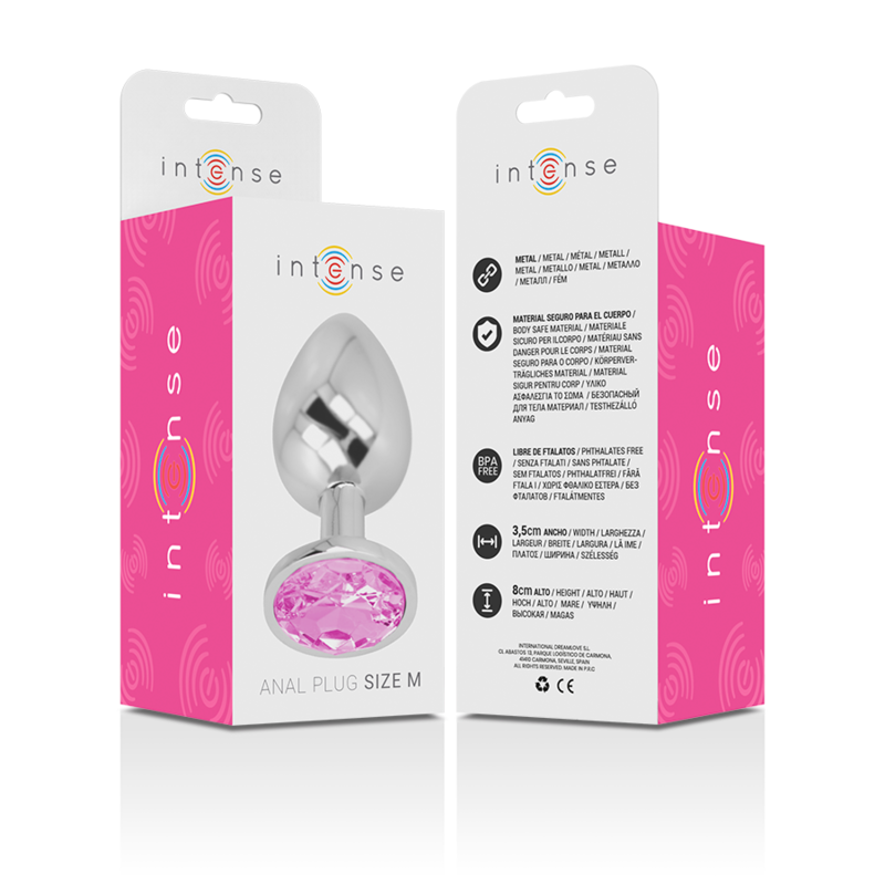 Comprar INTENSE Plug Anal Metal Con Cristal Rosa Talla M – Diseño Elegante Para Estimulación Sensible y Glamour-Noxtic