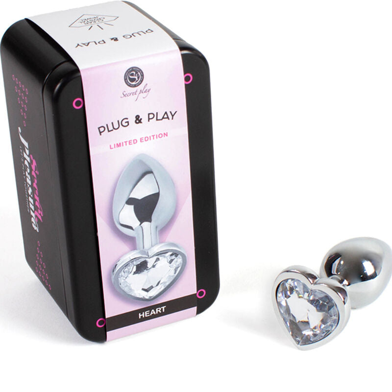 Comprar SECRETPLAY Metal Butt Plug Corazón Transparente Talla S – Diseño Elegante Para Placer Sensible-Noxtic