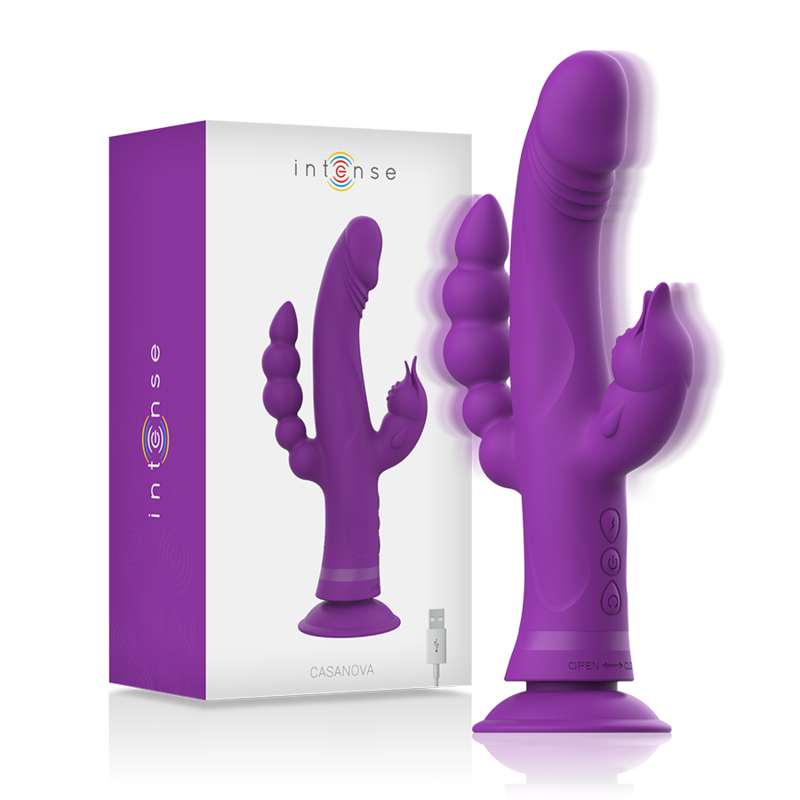 Comprar Intense Casanova Vibrador Rabbit Morado – Vibrador Silicona Con Triple Motor Y 30 Modos De Vibración-Noxtic