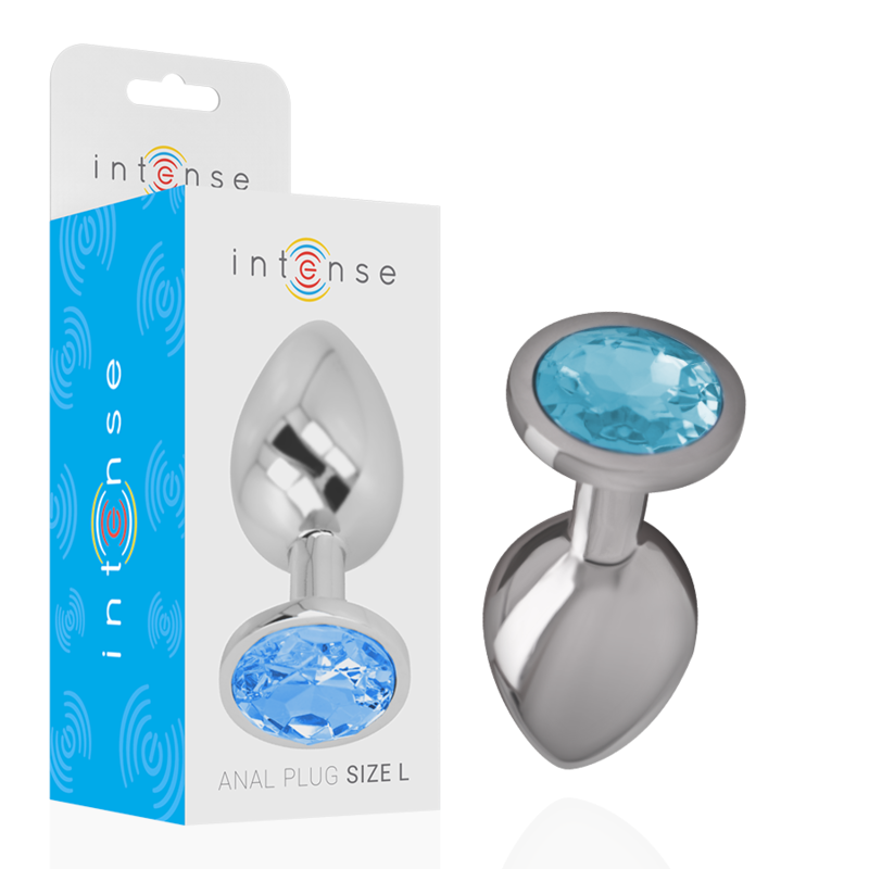 Comprar INTENSE Plug Anal Metal Aluminium Con Cristal Azul Talla L – Diseño Elegante Para Una Experiencia Única de Placer-Noxtic