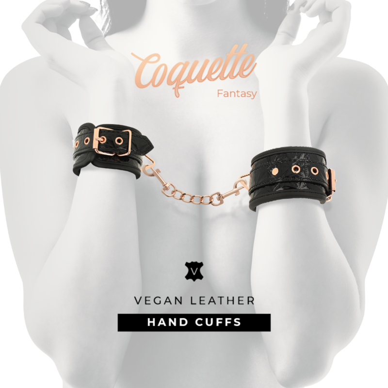 Comprar COQUETTE CHIC DESIRE Black Edition – Esposas De Cuero Vegano Con Forro Suave De Neopreno-Noxtic