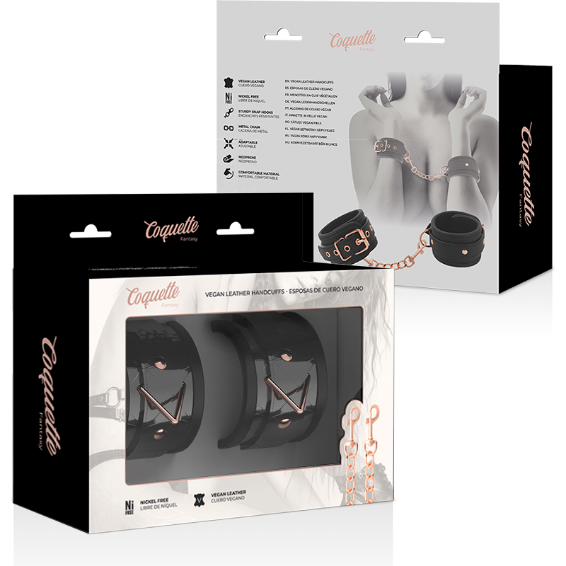 Comprar COQUETTE CHIC DESIRE Black Edition – Esposas De Cuero Vegano Con Forro Suave De Neopreno-Noxtic