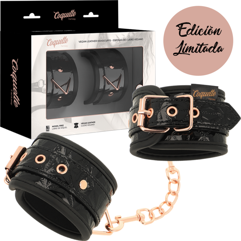 Comprar COQUETTE CHIC DESIRE Black Edition – Esposas De Cuero Vegano Con Forro Suave De Neopreno-Noxtic