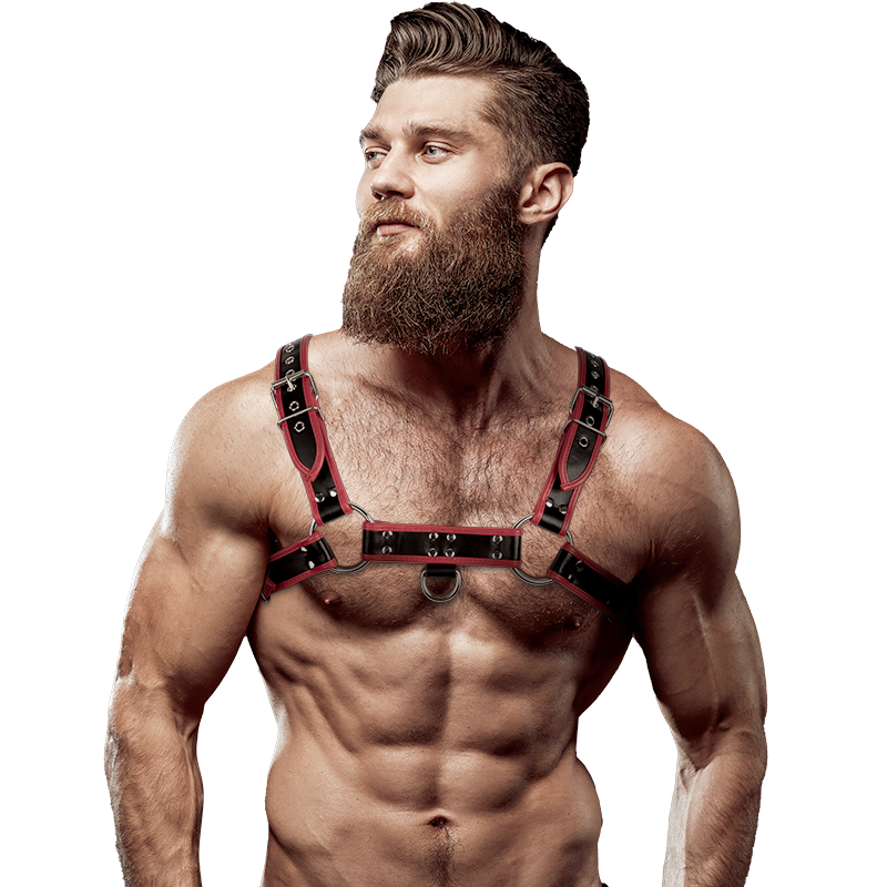 Comprar Fetish Arnés Ecopiel Pecho Hombre Negro Rojo – Diseño Elegante Para Realzar La Figura Masculina-Noxtic
