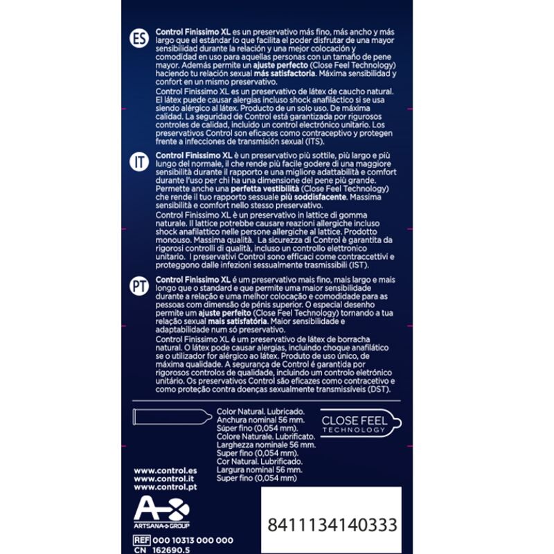 Comprar CONTROL Finissimo XL Preservativos 12 Unidades – Sensibilidad Máxima Para Una Experiencia Placentera-PRESERVATIVOS-Noxtic