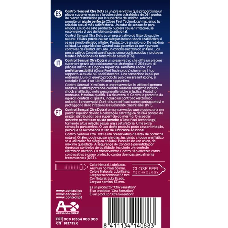 Comprar CONTROL XTRA DOTS 12 UDS – Preservativos Con Textura Para Mayor Placer-Noxtic