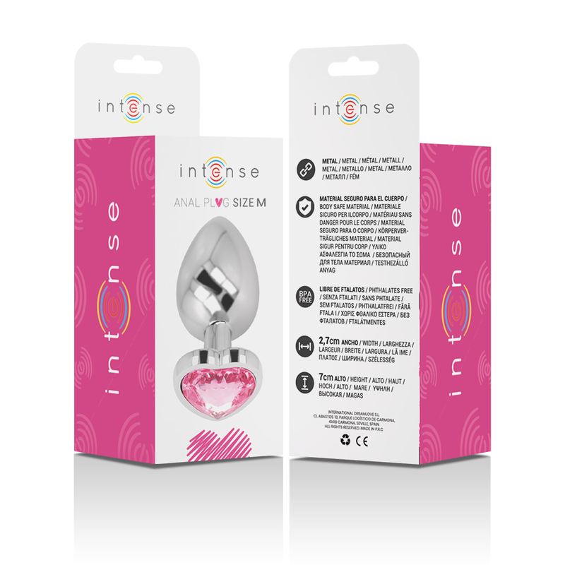 Comprar INTENSE Plug Anal Metal Aluminio Corazón Rosa Talla M – Diseño Elegante Para Una Experiencia Sensorial Única-Noxtic