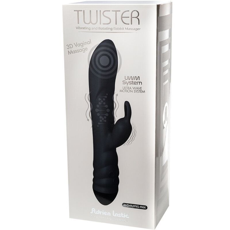 Comprar Adrien Lastic Twister Masajeador Vibrador Rabbit Negro – Estimulación 3D Innovadora Con Tres Motores-Noxtic