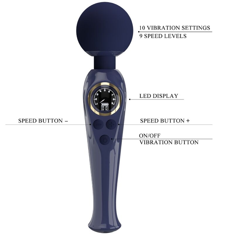 Comprar Pretty Love Skyler Vibrador Wand Azul – Diseño Ergonómico Con 10 Modos De Vibración-Noxtic