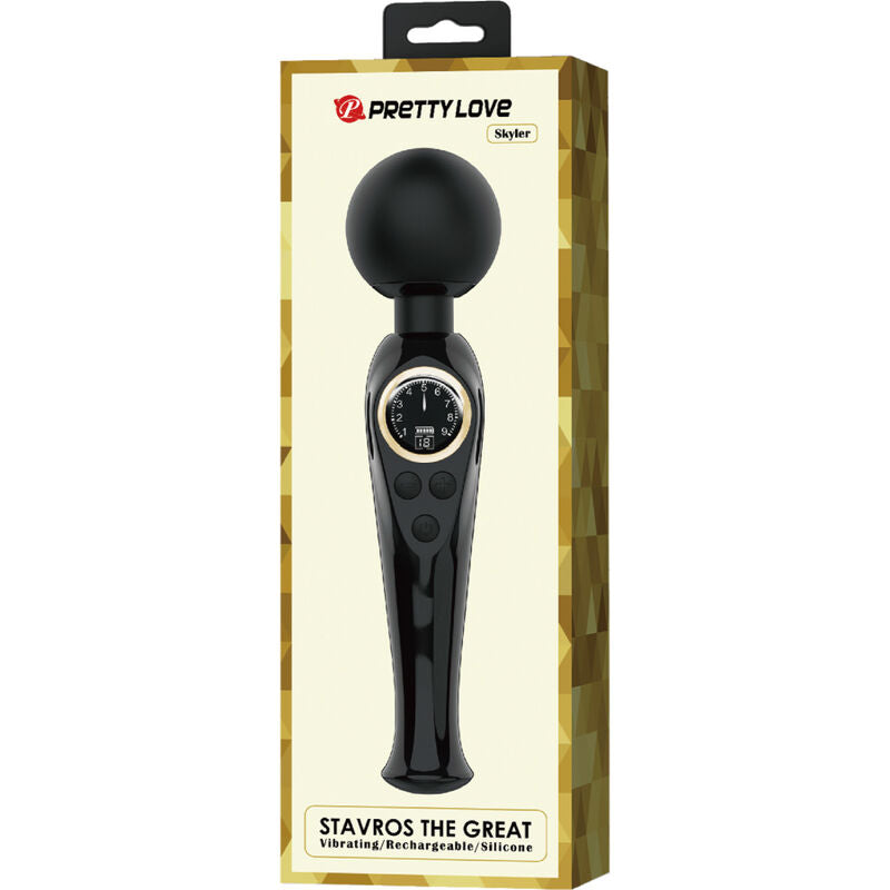 Comprar PRETTY LOVE Skyler Vibrador Wand Negro – Varita Ergonómica Con 10 Modos De Vibración-Noxtic