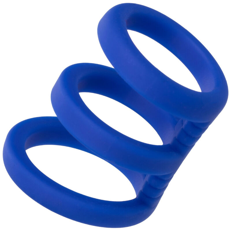 Comprar CALEXOTICS Admiral Jaula Triple Para Pene Azul – Diseño Ergonómico Con Silicona Líquida De Alta Calidad-Noxtic