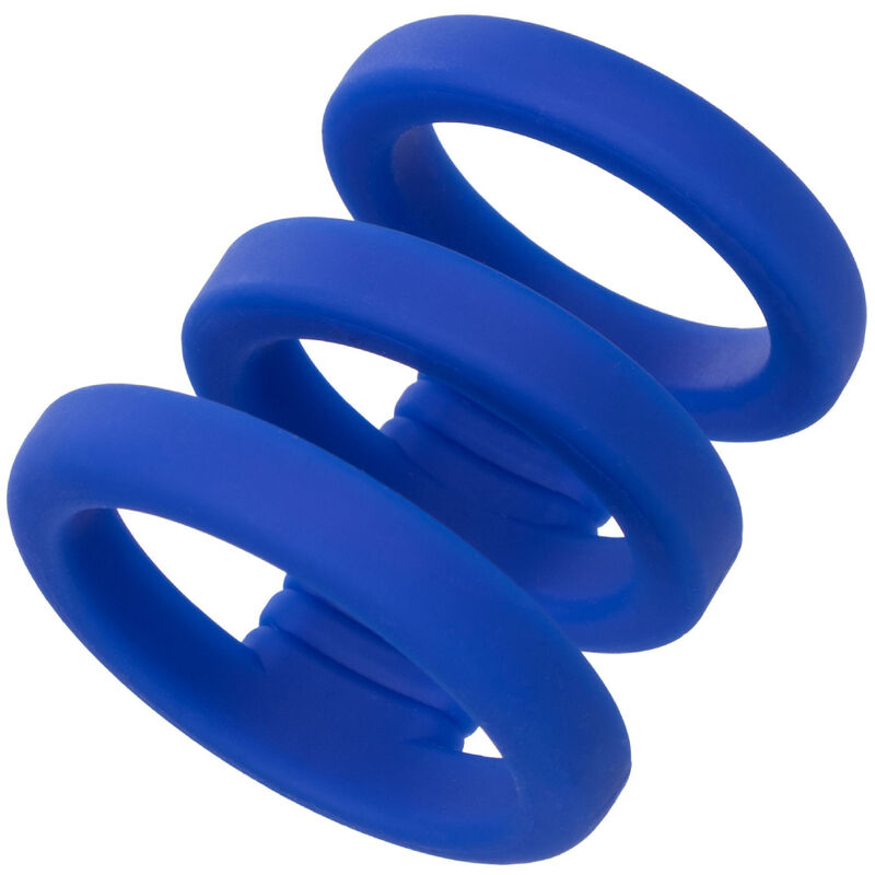 Comprar CALEXOTICS Admiral Jaula Triple Para Pene Azul – Diseño Ergonómico Con Silicona Líquida De Alta Calidad-Noxtic