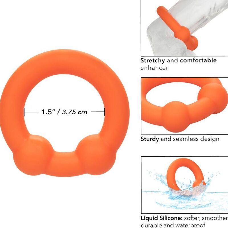 Comprar CALEXOTICS Alpha Anillo Doble Bola Naranja – Anillo Potenciador De Silicona Premium Para Mayor Placer-Noxtic