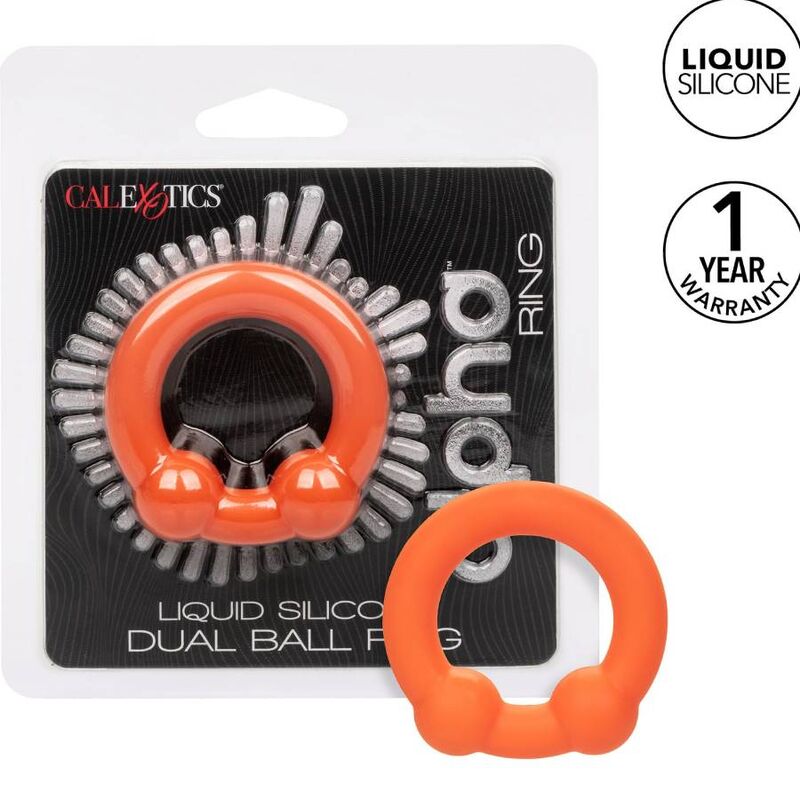 Comprar CALEXOTICS Alpha Anillo Doble Bola Naranja – Anillo Potenciador De Silicona Premium Para Mayor Placer-Noxtic