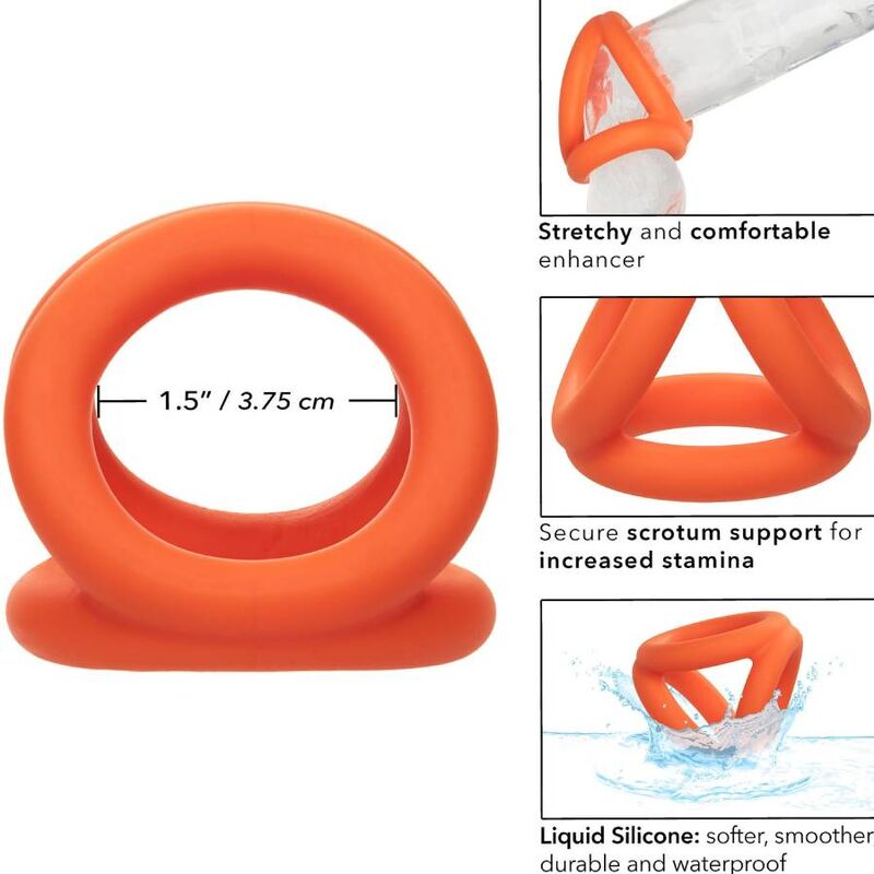Comprar CALEXOTICS Alpha Triple Anillo Naranja – Diseño Innovador Para Placer Y Comodidad-Noxtic