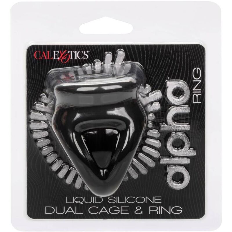 Comprar CALEXOTICS Alpha Anillo De Jaula Doble Negro – Diseño Innovador Con Silicona Líquida Para Comodidad Optimal-Noxtic