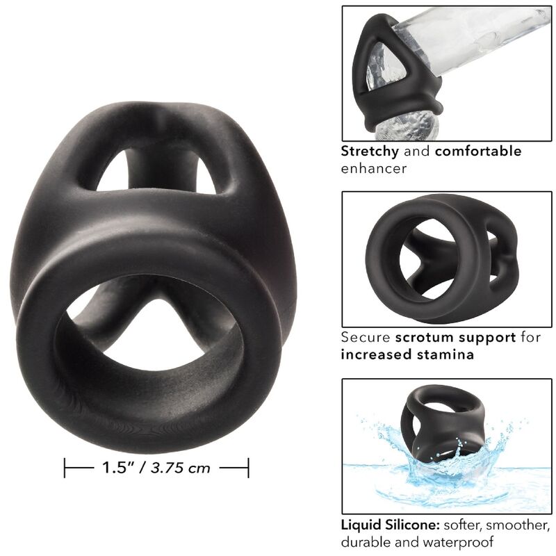 Comprar CALEXOTICS Alpha Anillo De Jaula Doble Negro – Diseño Innovador Con Silicona Líquida Para Comodidad Optimal-Noxtic