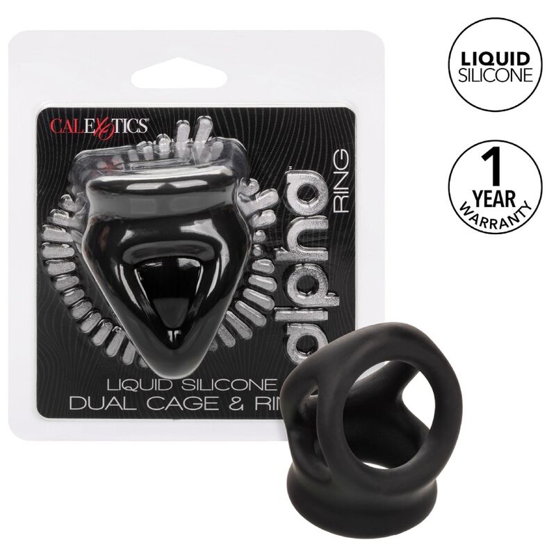 Comprar CALEXOTICS Alpha Anillo De Jaula Doble Negro – Diseño Innovador Con Silicona Líquida Para Comodidad Optimal-Noxtic