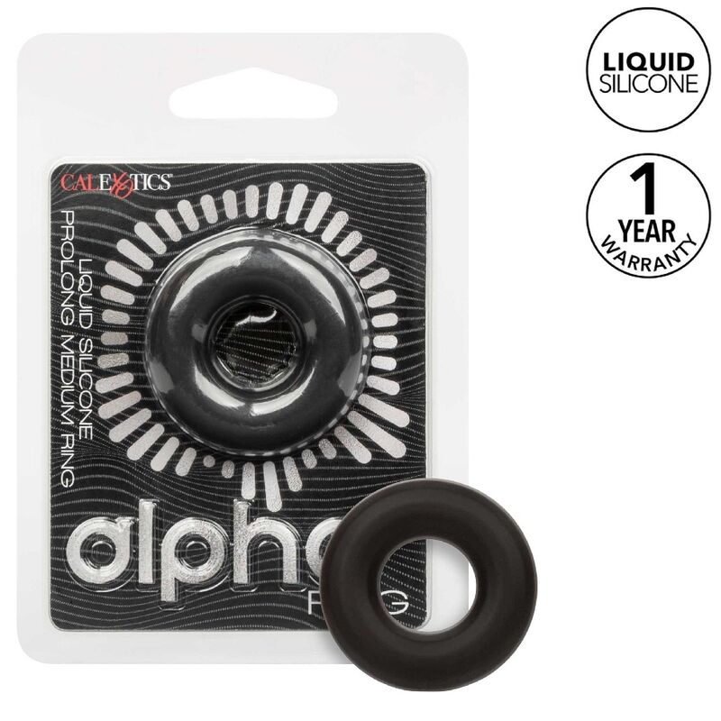 Comprar CALEXOTICS Alpha Anillo Prolong Medio Negro – Mejoramiento Del Placer Con Diseño Elegante-Noxtic
