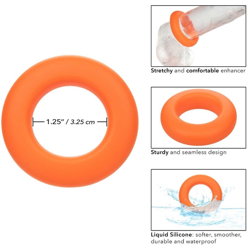 Comprar CALEXOTICS Alpha Anillo Prolong Grande Naranja – Diseño Confortable Para Placer Prolongado-Noxtic