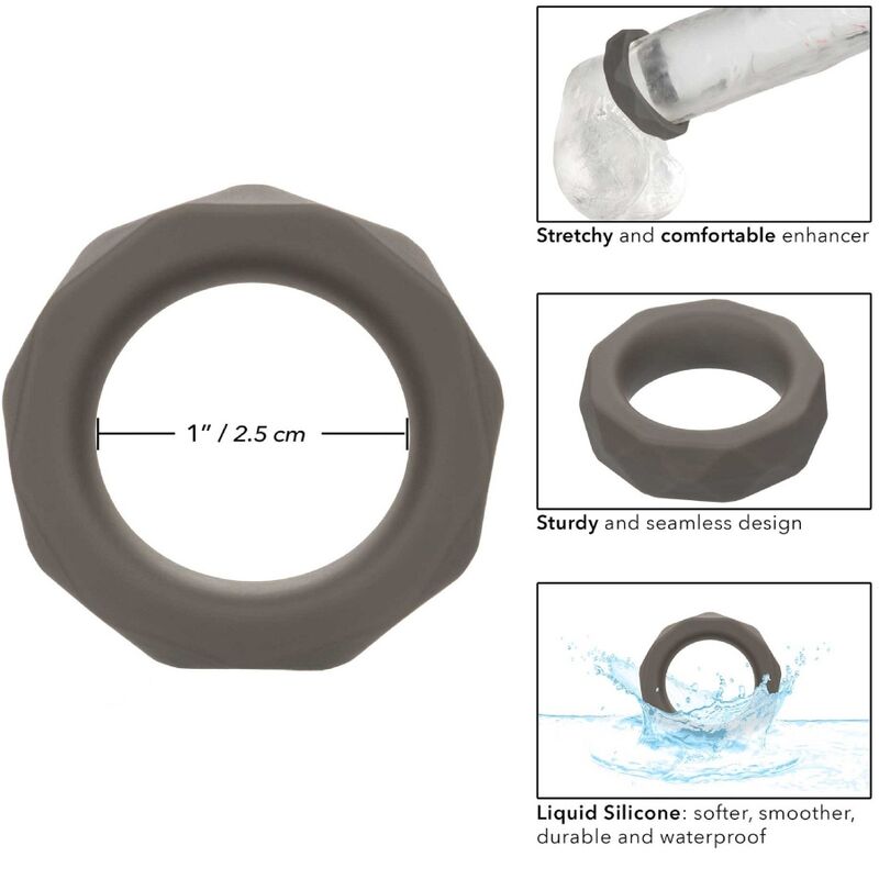 Comprar CALEXOTICS Alpha Anillo Prolong Prismatico Gris – Diseño Elástico Con Silicona Líquida De Alta Calidad-Noxtic