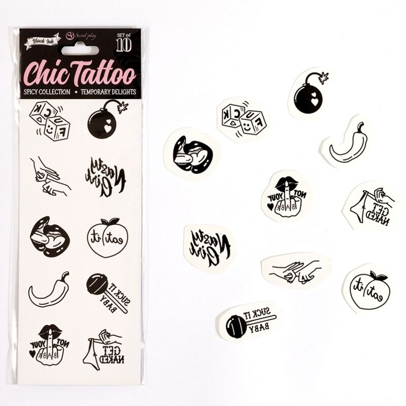Comprar SECRET PLAY Set De 10 Tattoos Temporales Spicy Collection – Diseños Atrevidos Para Expresión Creativa-Noxtic