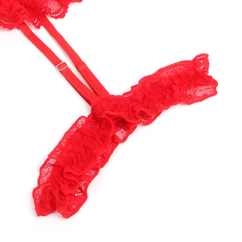 Comprar SUBBLIME Teddy Con Liga Detalle Encaje Y Tiras Rojo S/M – Lencería Elegante Para Realzar Tus Curvas-Noxtic