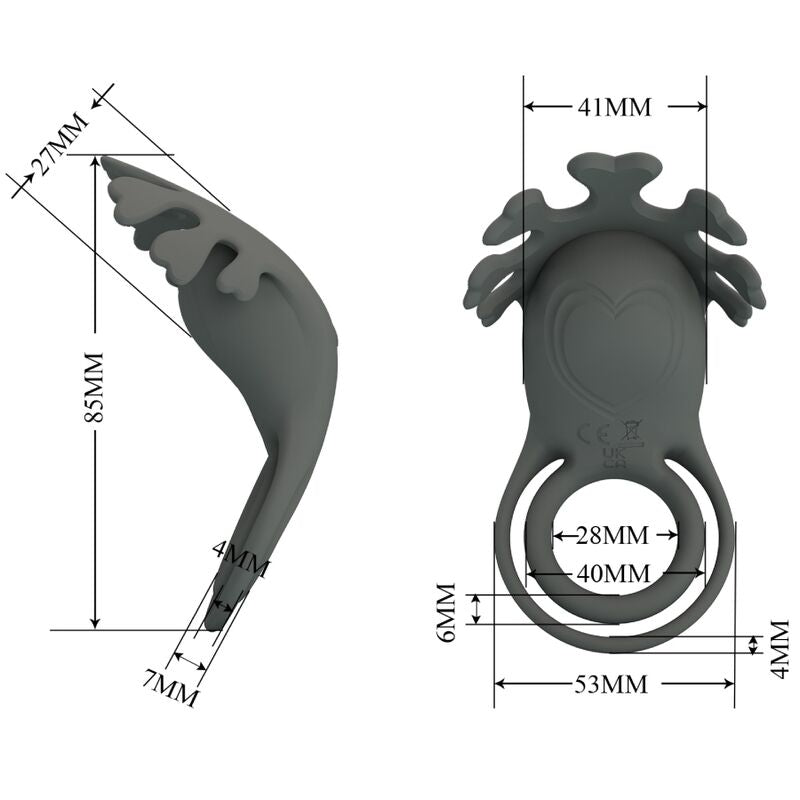 Comprar Pretty Love Ruben Doble Anillo Vibrador Con Estimulador Gris – Diseño Ergonómico Para Mayor Comodidad-Noxtic