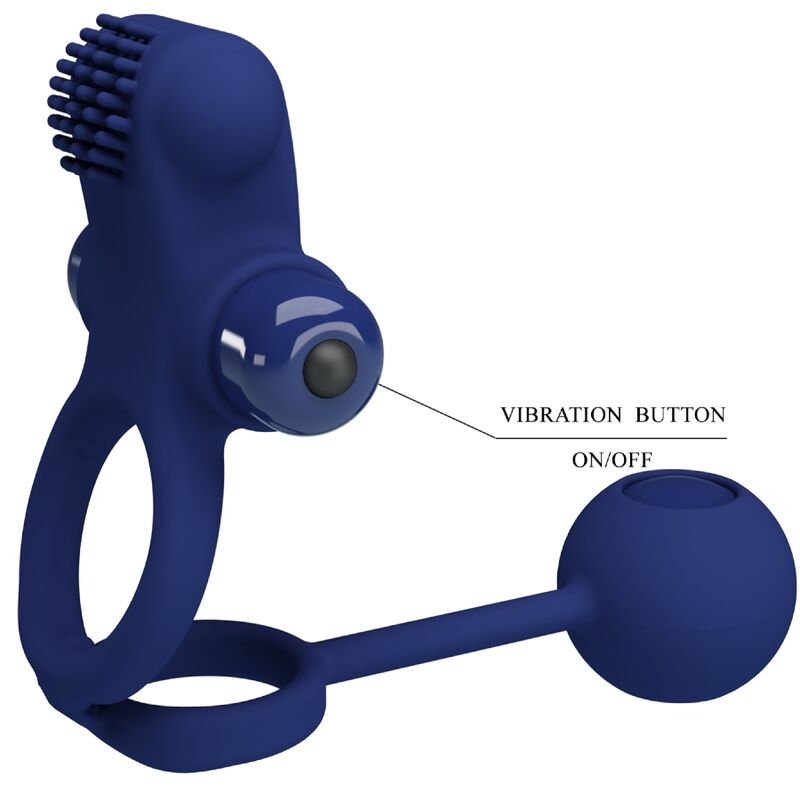 Comprar Pretty Love Remington Doble Anillo Vibrador Azul – Estimulación Dual Con Diseño Ergonómico Para Placer Compartido-Noxtic