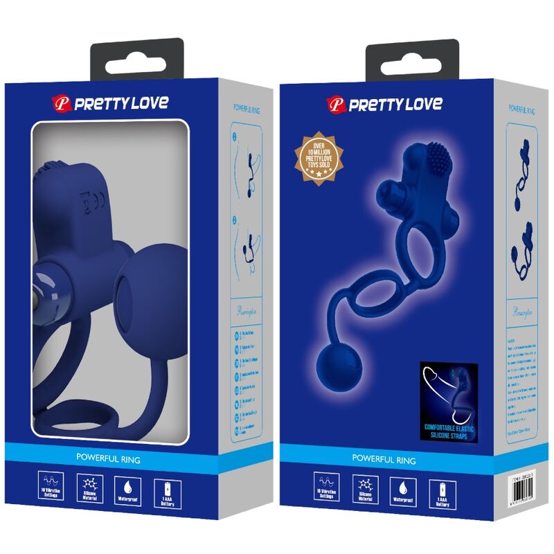 Comprar Pretty Love Remington Doble Anillo Vibrador Azul – Estimulación Dual Con Diseño Ergonómico Para Placer Compartido-Noxtic