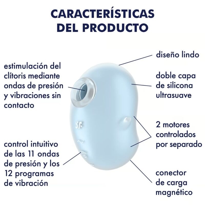 Comprar Satisfyer Cutie Ghost Vibrador Lay-On Azul Claro – Estimulador Recargable Con Diseño Compacto Y Función De Ondas De Presión-Noxtic