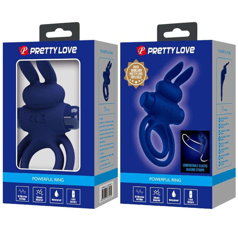 Comprar Pretty Love Darey Doble Anillo Vibrador Rabbit Azul – Anillo Estimulante Con Silicona Suave Para Mayor Confort-Noxtic