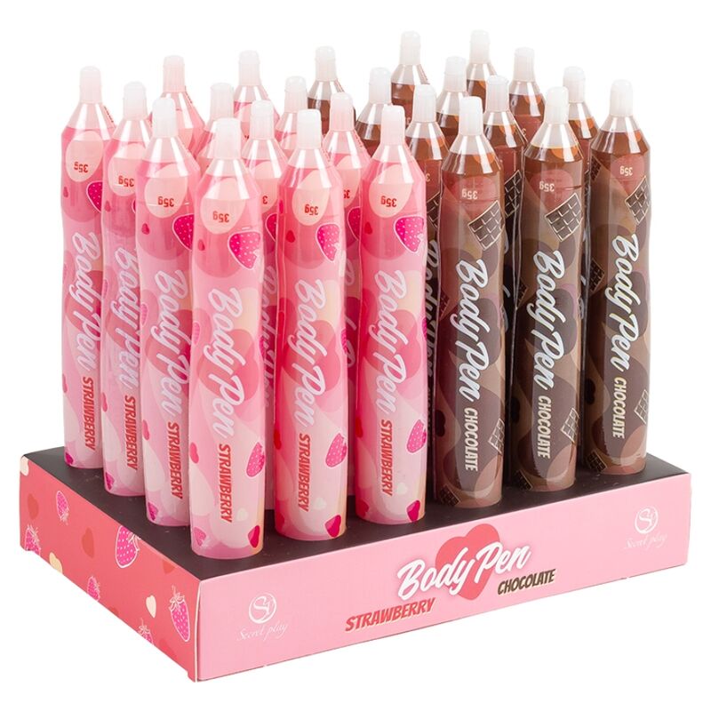Comprar SECRET PLAY Expositor Body Pen 24 Unidades – Bolígrafos Comestibles Con Sabores Irresistibles Para Momentos Divertidos-Noxtic