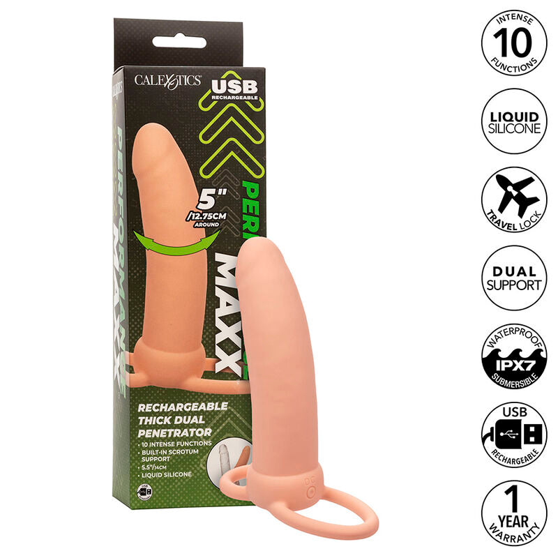 Comprar CALEXOTICS Maxx Doble Penetrador Grueso – Juguete Erótico Con 10 Vibraciones Para Placer Intenso-Noxtic