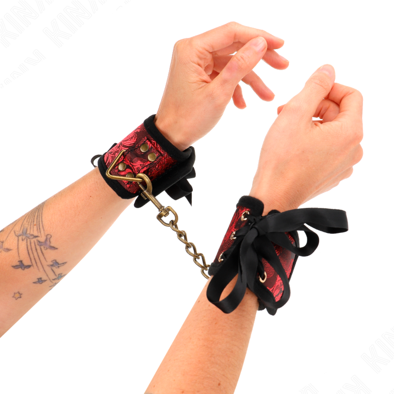 Comprar KINK Muñequeras Diseño Escándalo Rojo Negro – Estilo Elegante Con Detalle Lazo Para Experiencias Únicas-Noxtic