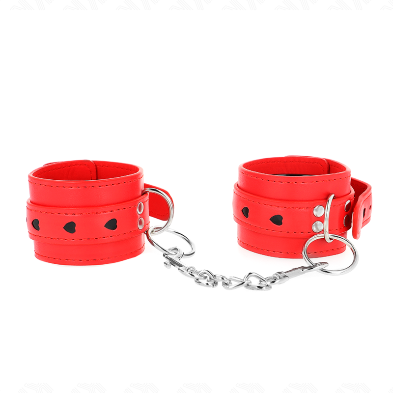 Comprar KINK Muñequeras Rojas Con Incrustación De Corazón Negro – Diseño Ajustable Para Comodidad Y Estilo-Noxtic