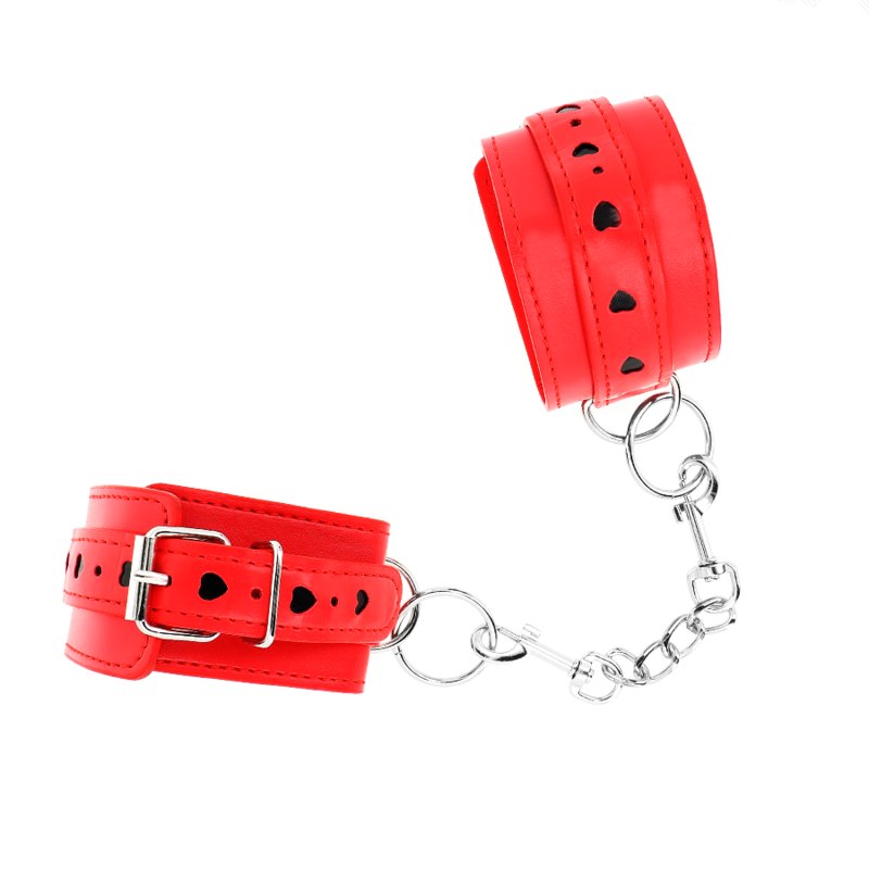 Comprar KINK Muñequeras Rojas Con Incrustación De Corazón Negro – Diseño Ajustable Para Comodidad Y Estilo-Noxtic
