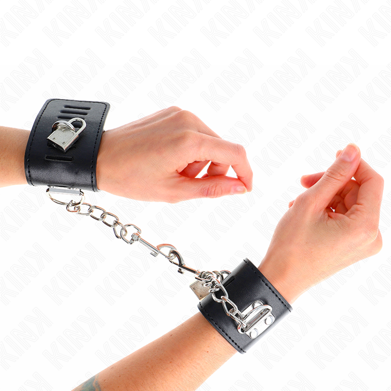 Comprar KINK Muñequeras Con Cierre Candado Negro – Diseño Ajustable Para Comodidad y Estilo En Prácticas BDSM-Noxtic