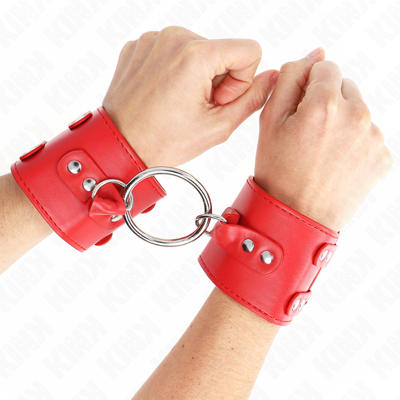 Comprar KINK Muñequera Fija Roja Con Anilla Y Tachuelas – Diseño Elegante Para Comodidad Y Estilo-Noxtic