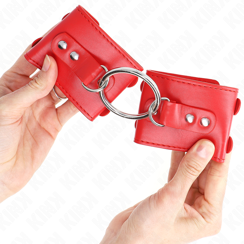 Comprar KINK Muñequera Fija Roja Con Anilla Y Tachuelas – Diseño Elegante Para Comodidad Y Estilo-Noxtic