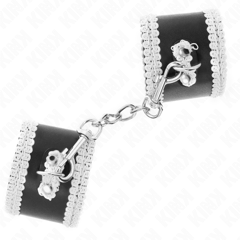 Comprar KINK Muñequeras Negras Con Encaje Decorativo Blanco – Diseño Elegante Y Ajustable Para Estilo Sofisticado-Noxtic