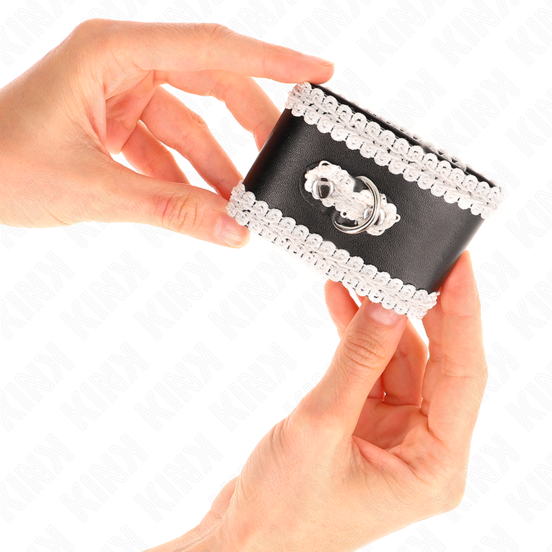 Comprar KINK Muñequeras Negras Con Encaje Decorativo Blanco – Diseño Elegante Y Ajustable Para Estilo Sofisticado-Noxtic